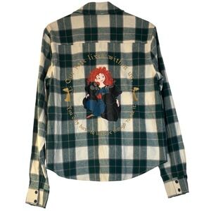 Our Universe Disney Pixar Brave Merida Flannel Embroidered Green Plaid Small NWT